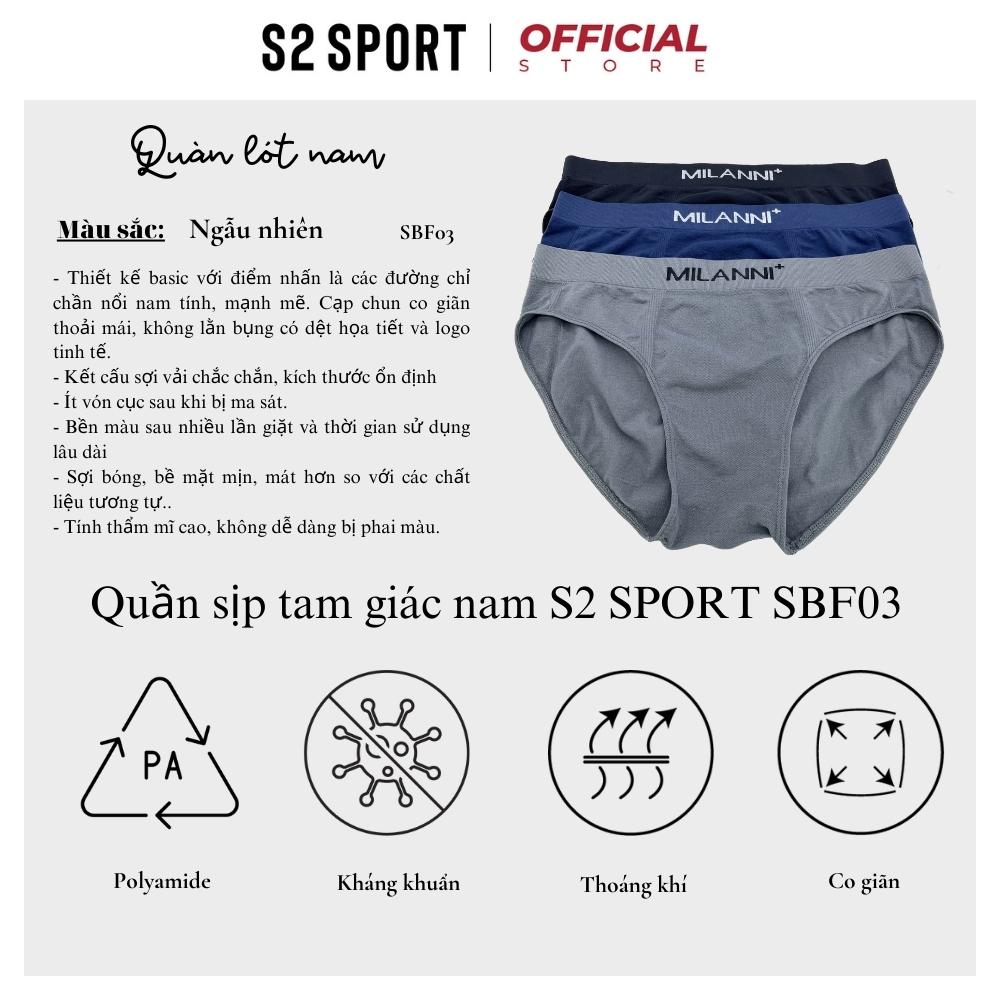 Quần lót nam S2 SPORT SBF03 sịp tam giác cao cấp cạp to logo dệt liền co giãn 4 chiều thoáng mát mềm mịn kháng khuẩn