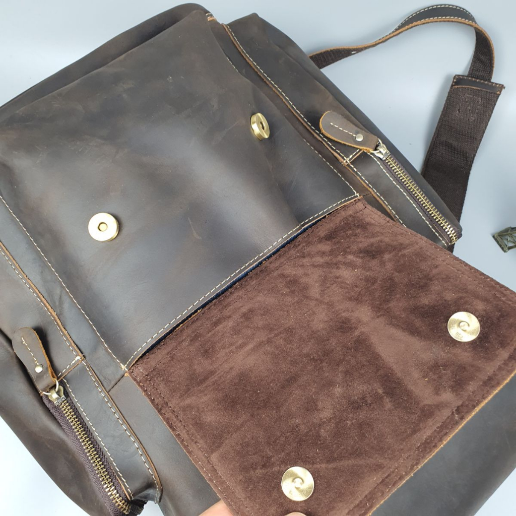 Balo nam da thật, Ba lô du lịch nam da bò sáp BP408VB  - 100% da thật, BH 3 năm