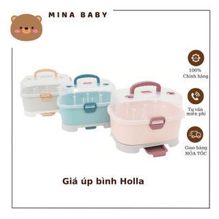 Giá úp bình hộp đựng bình sữa cho bé holla có nắp đậy