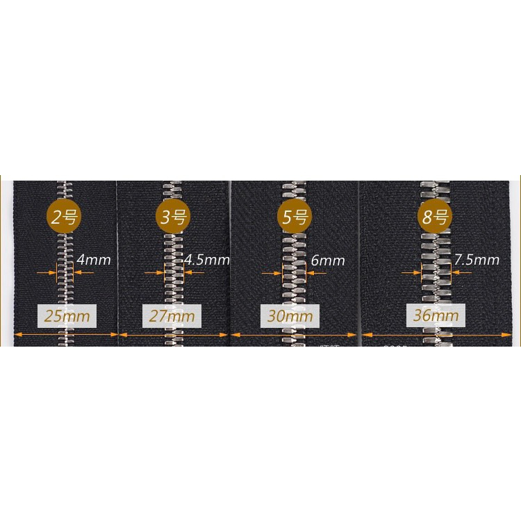 Dây kéo 2 chiều YKK răng 5 và răng 3 bằng đồng răng vàng