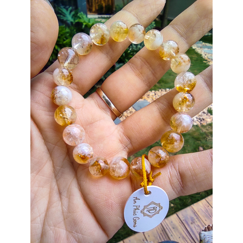 Vòng Tay Đá Thạch Anh Vàng Mây Cho Người Mệnh Thổ và Kim - An Phúc Gems
