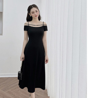 Đầm cotton thun dáng A đuôi cá dài LYRA thiết kế sang trọng, cổ cách điệu dây đan tinh tế - LWTVD674
