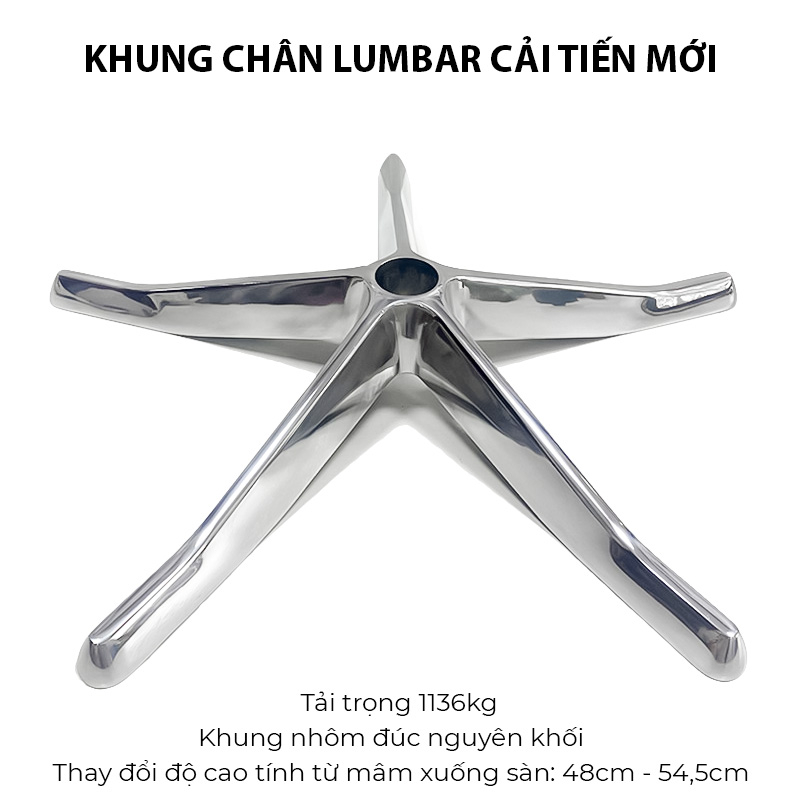 Ghế công thái học Nghiafurniture Lumbar full tính năng bá đạo, Piston class 4, lưới Matrex Mỹ, tuỳ chỉnh hỗ trợ cột sông