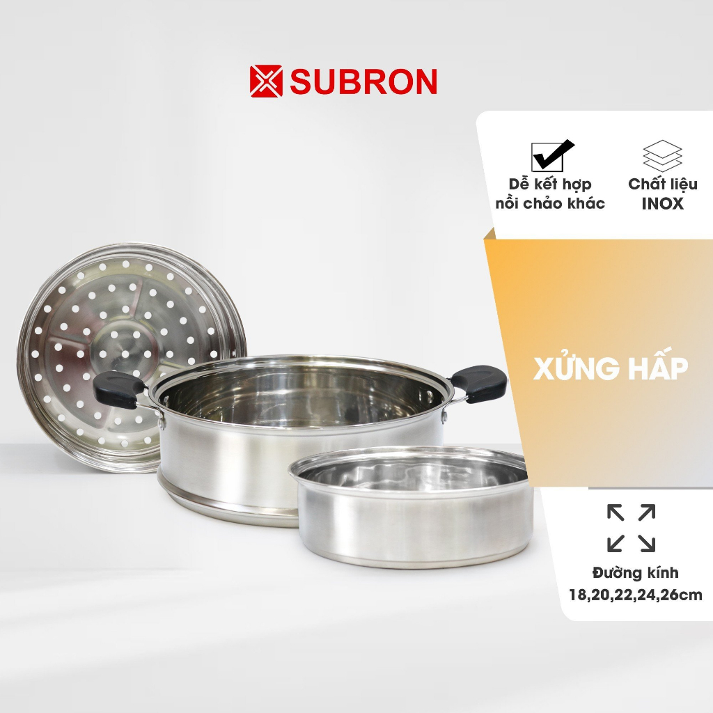 Xửng hấp inox lỗ nhỏ có tay cầm tiện lợi, khay hấp inox phù hợp mọi nồi chảo quánh cùng size, hấp xôi, bánh bao, rau củ