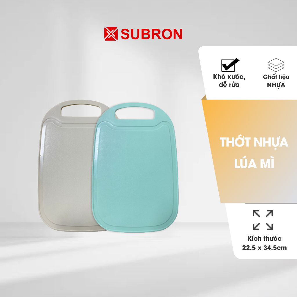 Thớt nhựa lúa mì kích thước 22.5x34.5cm, an toàn dễ dàng vệ sinh, phù hợp sơ chế rau củ, trái cây