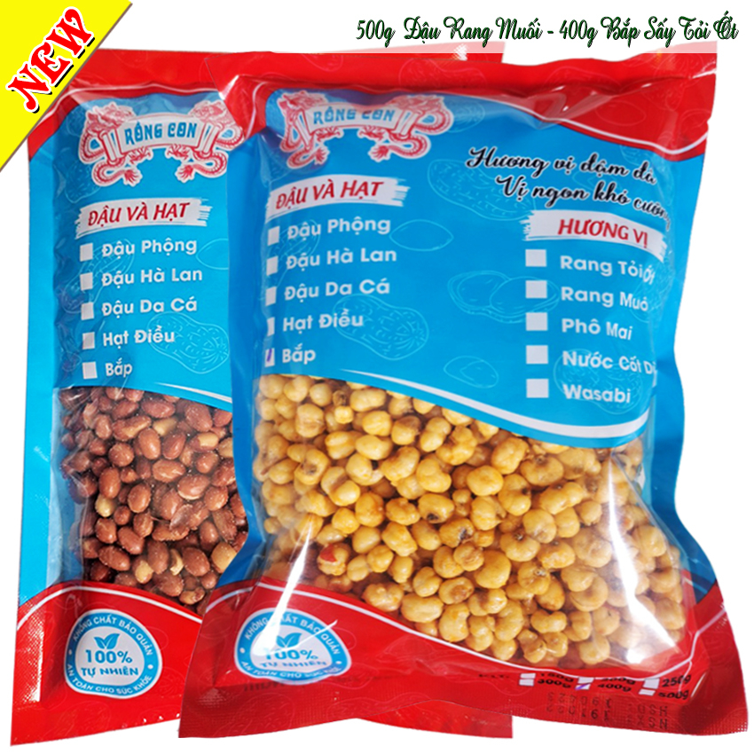 Combo 2 Túi: 500g Đậu Phộng Rang Muối - 500g Đậu Phộng Nước Cốt Dừa / Hà Lan / Hà Lan Ớt / Da cá Ớt / Bắp / Wasabi / Me