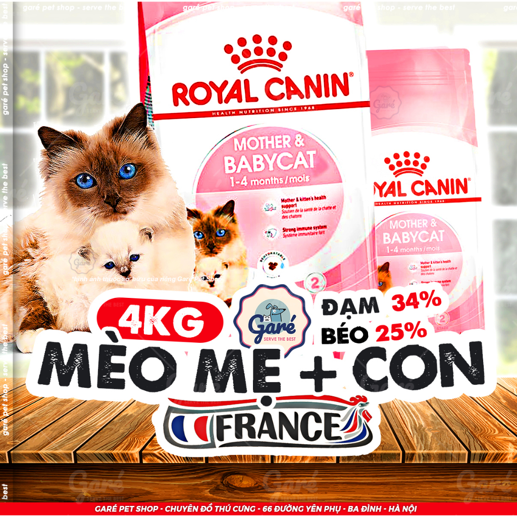 4kg Hạt Mèo con Mother & Babycat Royal Canin Mèo mẹ Mèo con dưới 12th tuổi thức ăn hạt cho Mèo nhập Pháp