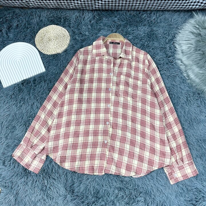 Áo Sơ Mi Caro Bigsize Nữ ,Áo Sơ Mi Kẻ Sọc Big Size Vải Lụa Mịn Mặc Mát Thoải Mái SM17