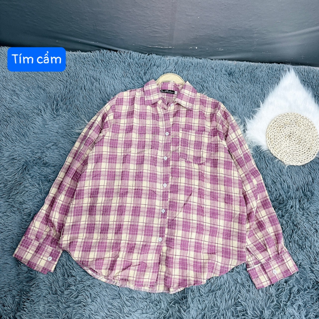 Áo Sơ Mi Caro Bigsize Nữ ,Áo Sơ Mi Kẻ Sọc Big Size Vải Lụa Mịn Mặc Mát Thoải Mái SM17