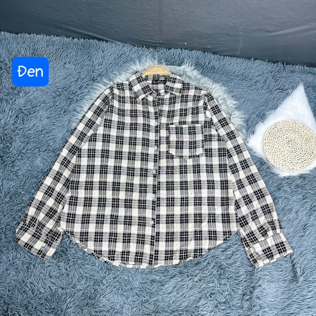 Áo Sơ Mi Caro Bigsize Nữ ,Áo Sơ Mi Kẻ Sọc Big Size Vải Lụa Mịn Mặc Mát Thoải Mái SM17