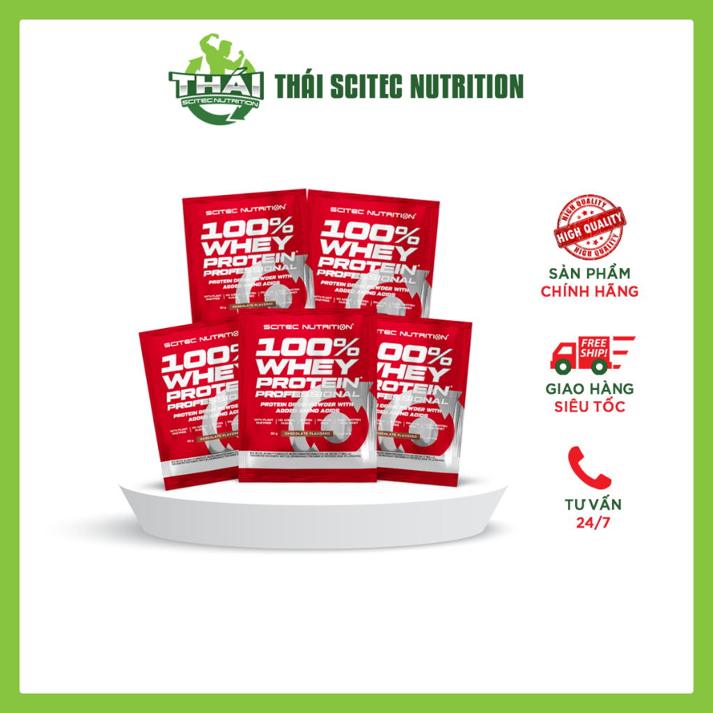 Whey Protein | Combo GIÁ KM 5 gói sample Whey Protein Professional | Chính hãng Scitec Nutrition