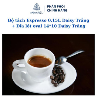 Bộ tách espresso 0.15 l và dĩa lót oval daisy trắng - gốm sứ cao cấp minh long i