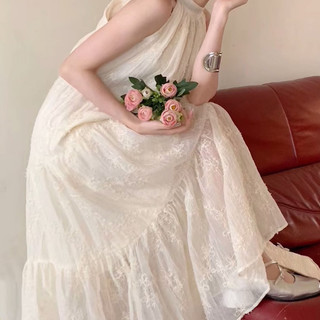 Váy suông ren hoa dáng dài cột nơ