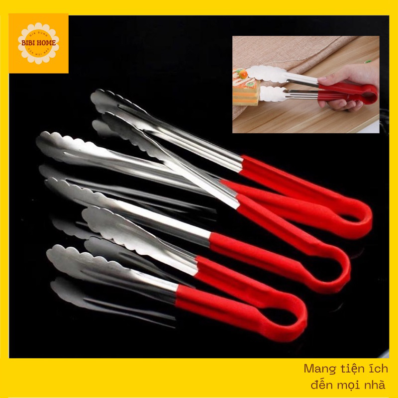 Kẹp gắp đồ nướng 20cm, 25cm, 30cm, kẹp gắp đá inox 304 có chuôi chống nóng tiện ích, kẹp gắp thực phẩm nhà hàng