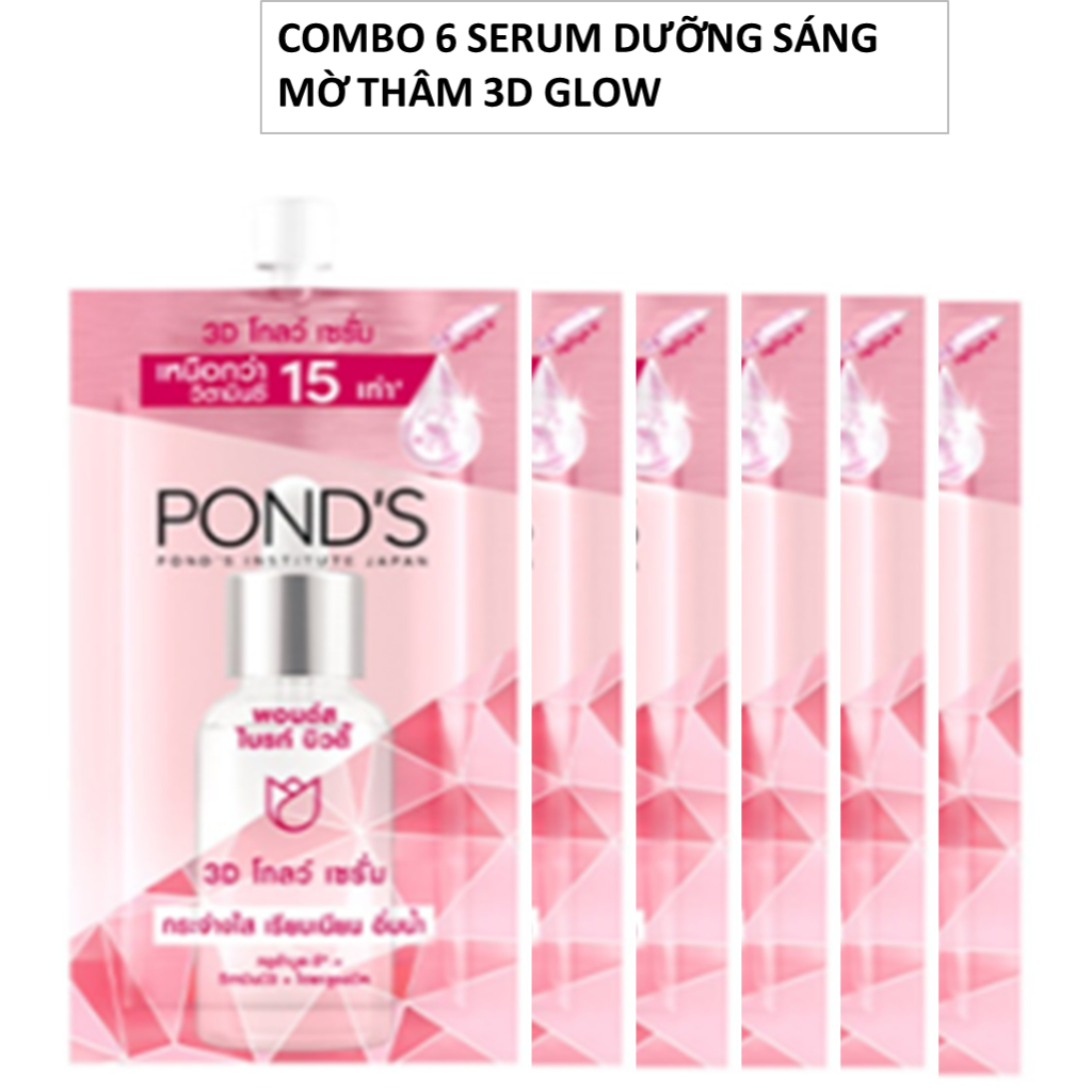 [HB GIFT] Combo 6 Serum Pond's dưỡng sáng mờ thâm 3D Glow 7.5g/túi