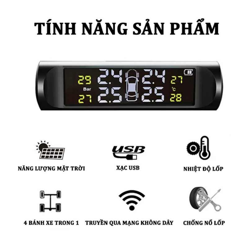Cảm biến áp suất lốp van ngoài màn hình màu