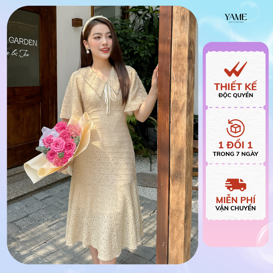 Váy đuôi cá dáng dài cổ bẻ thắt nơ Nadi Dress Yv146 YAME