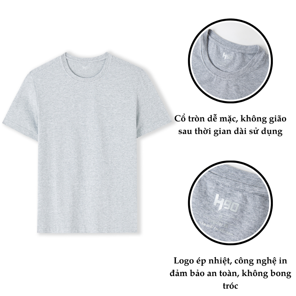 Áo Phông Nam Cổ Tròn H90 Chất Thun Cotton Cao Cấp Dày Dặn Thoáng Mát Thấm Hút Cực Tốt Co Giãn Thoải Mái HTST001