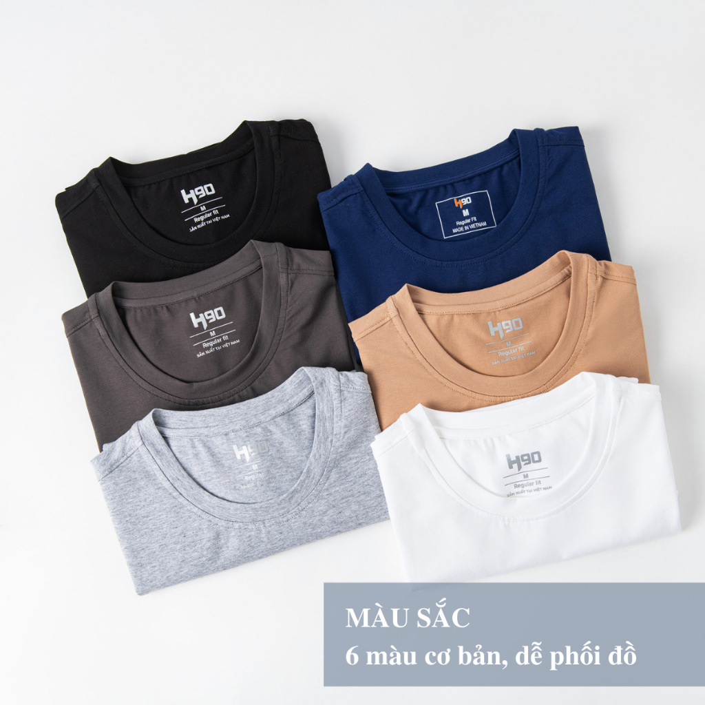 Áo Phông Nam Cổ Tròn H90 Chất Thun Cotton Cao Cấp Dày Dặn Thoáng Mát Thấm Hút Cực Tốt Co Giãn Thoải Mái HTST001