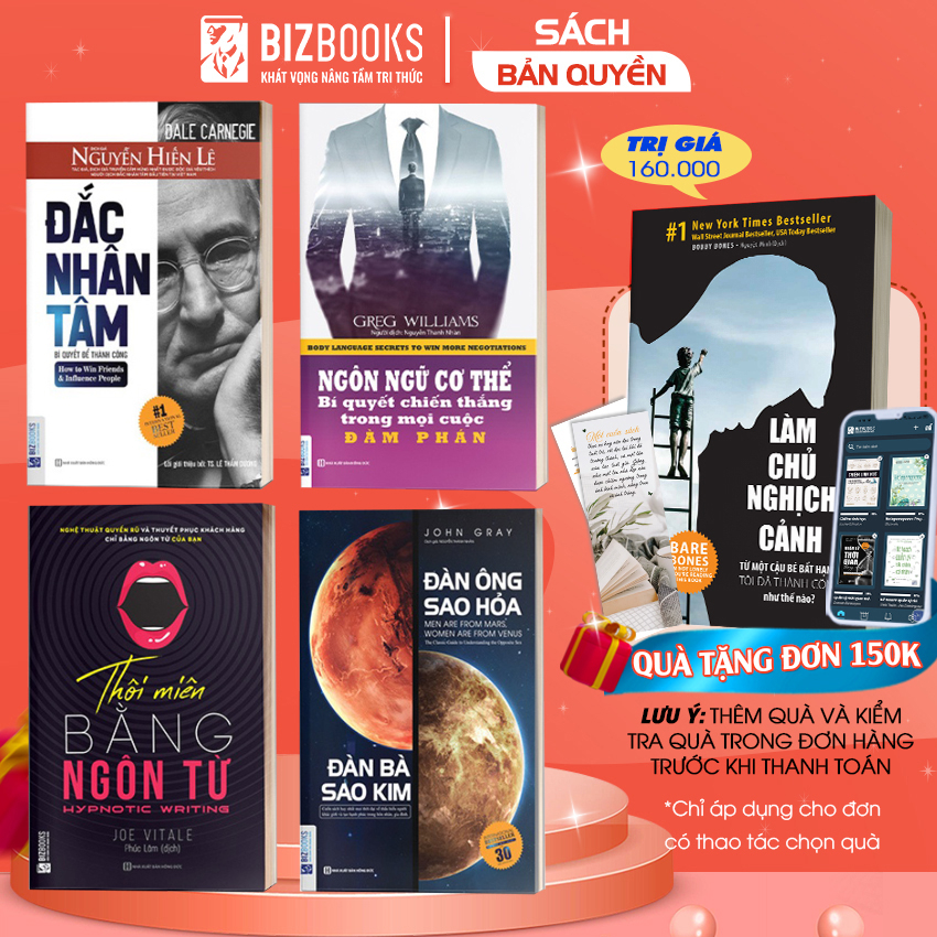 Bộ Sách - Giao Tiếp 4 Cuốn Khéo Ăn Khéo Nói: Đắc Nhân Tâm, Thôi Miên Ngôn Từ, Đàn Ông Sao Hỏa, Ngôn Ngữ Cơ thể