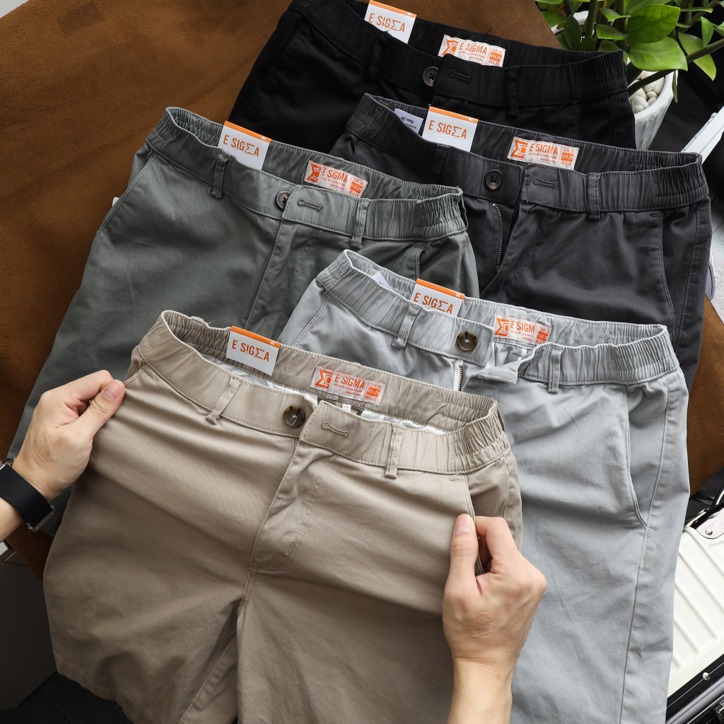 Short Nam Esigma chất kaki thun dày mịn, from chuẩn tôn dáng, dễ mặc Size 29-36 vnxk lưng thun co giản