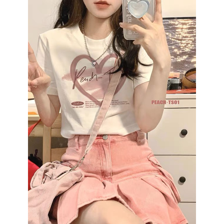 SWELEE 003 áo croptop thun tay ngắn cổ tròn cho nữ