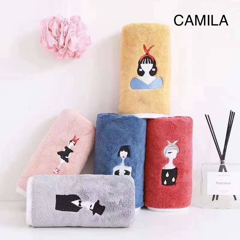 Khăn tắm sợi microfiber thêu hình cao cấp 35*78cm và 70*140cm