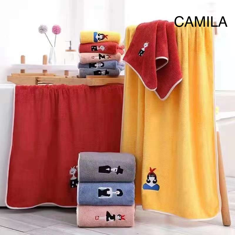 Khăn tắm sợi microfiber thêu hình cao cấp 35*78cm và 70*140cm