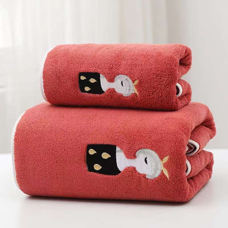 Khăn tắm sợi microfiber thêu hình cao cấp 35*78cm và 70*140cm