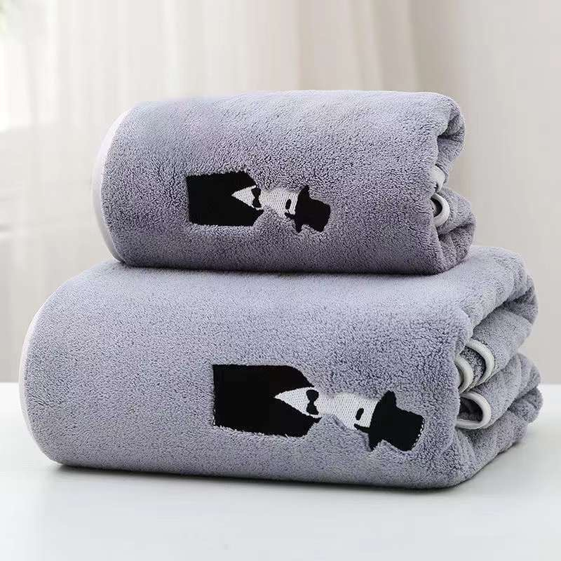 Khăn tắm sợi microfiber thêu hình cao cấp 35*78cm và 70*140cm