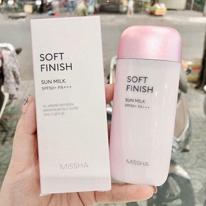 (Sẵn)Kem chống nắng Missha Soft Finish Sun Milk 70ml-Kem Chống Nắng Nâng Tông Missha Soft Finish Sun Milk SPF50 70ML