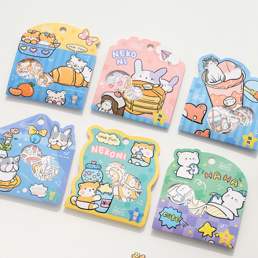 NEKONI BAG - Stickers trang trí phong cách Hàn Quốc xinh xắn dạng túi