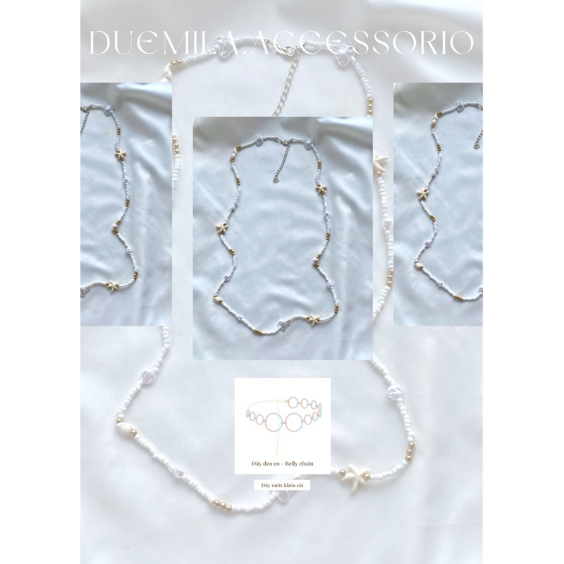 Dây đeo eo ốc sao biển hạt đục - Belly Chain