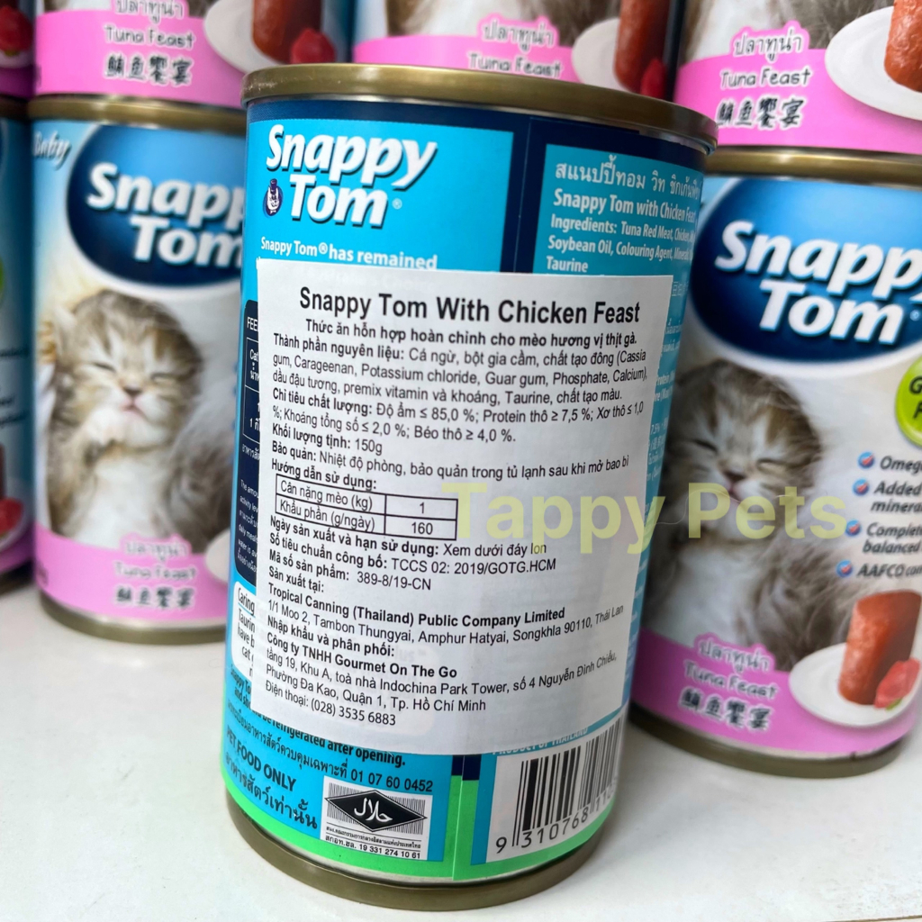 Pate Dành Cho Mèo Con Snappy Tom Baby - Lon 150g | Dinh Dưỡng Hoàn Hảo