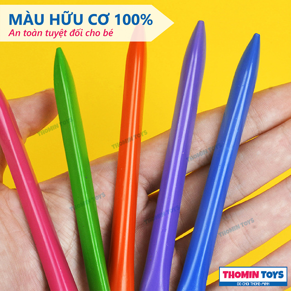Sáp màu hữu cơ, hộp màu chống gãy 12/18/36/48 bút màu cho bé tô màu sáp màu an toàn không dính tay
