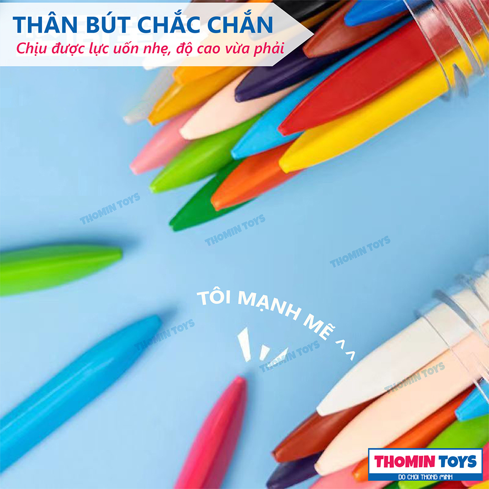 Sáp màu hữu cơ, hộp màu chống gãy 12/18/36/48 bút màu cho bé tô màu sáp màu an toàn không dính tay