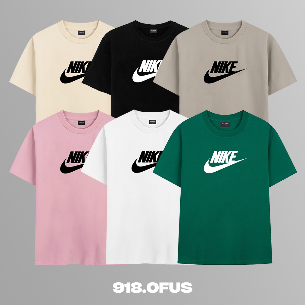 Áo phông nike basic logo to chất thun cotton dày mát unisex nam nữ 918 OFUS