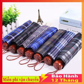 Ô kẻ che mưa nắng gấp gọn phủ lớp chống tia UV cao cấp, dù cầm tay 2 lớp dày dặn chống thấm mau khô