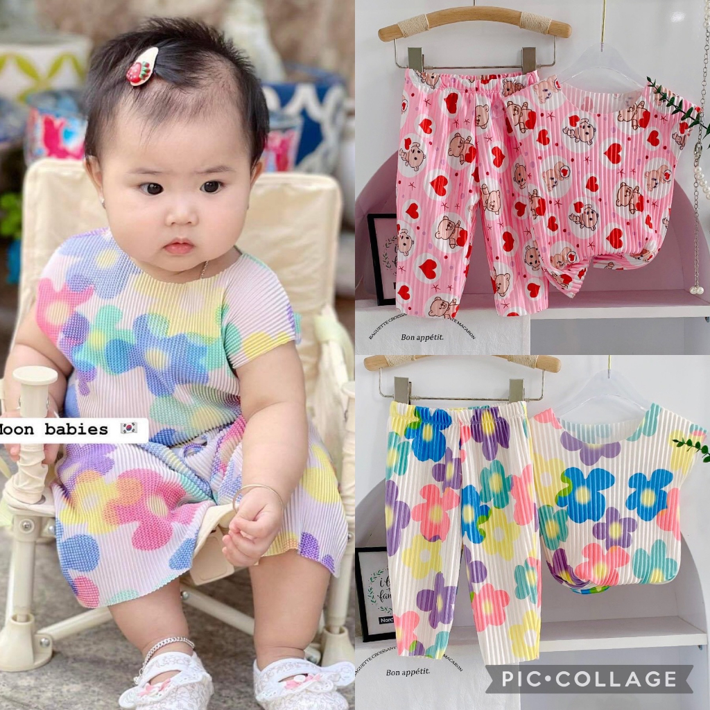 Lyvyshop - Bộ lửng sát nách cho bé gái siêu dễ thương từ 08kg-24kg (giá 01 bộ)