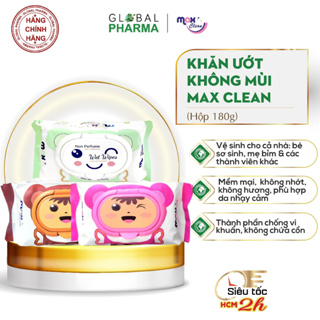 Khăn ướt cao cấp MaxClean Gói 100 tờ không mùi hương, an toàn cho bé và