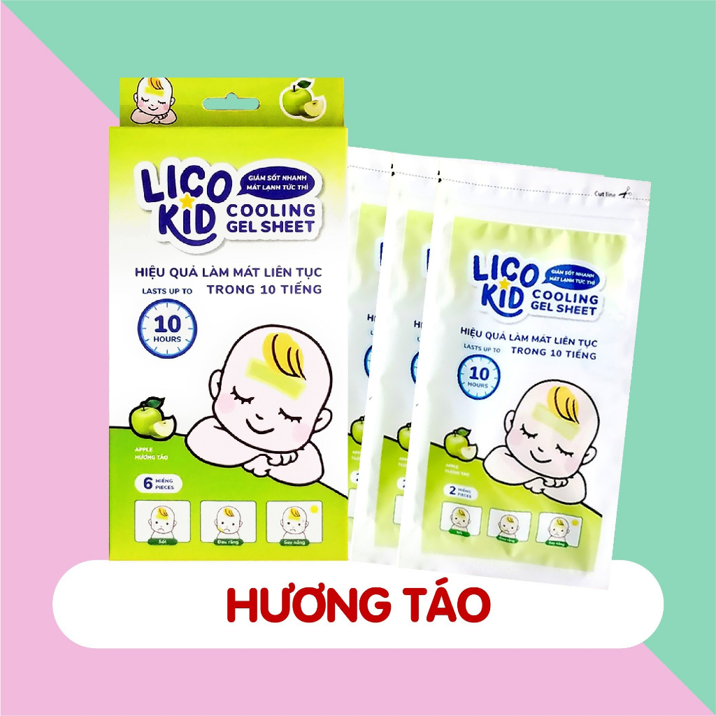 Miếng dán hạ sốt nhanh Licokid cho bé - hạ sốt, giảm đau, làm mát cơ thể