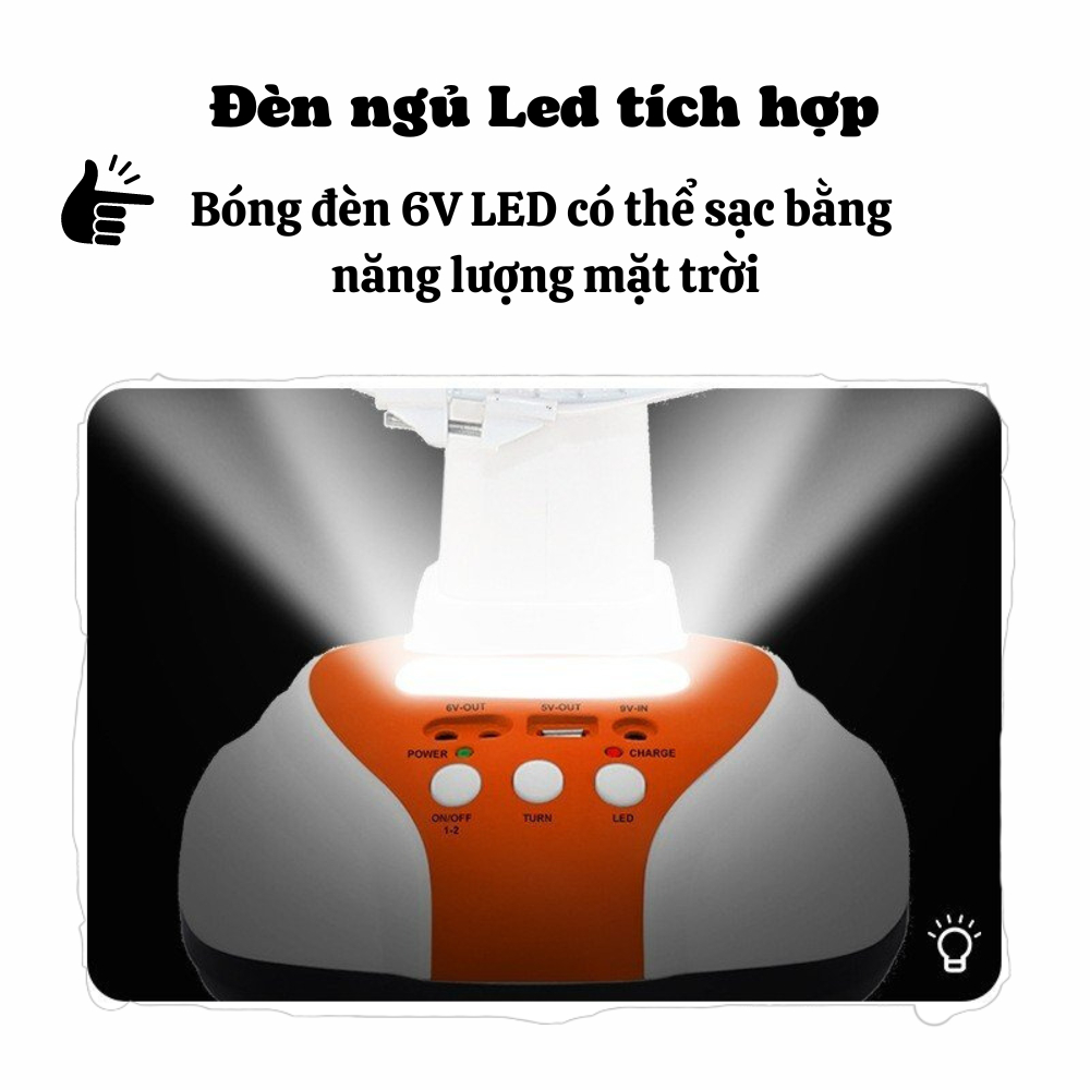 Quạt tích điện năng lượng mặt trời EP- 3216S đa năng tích hợp cổng sạc điện thoại, 16 inch, dùng liên tục 8h ,BH 12tháng | BigBuy360 - bigbuy360.vn