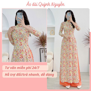 Áo dài cách tân, áo dài hoa nhí lụa nhật cao cấp mềm mịn MÃ N4