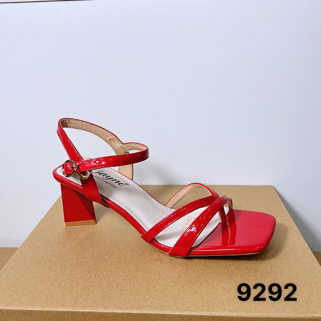 Sandal cao gót nữ màu đỏ / đen 9292 - HACHI SHOES
