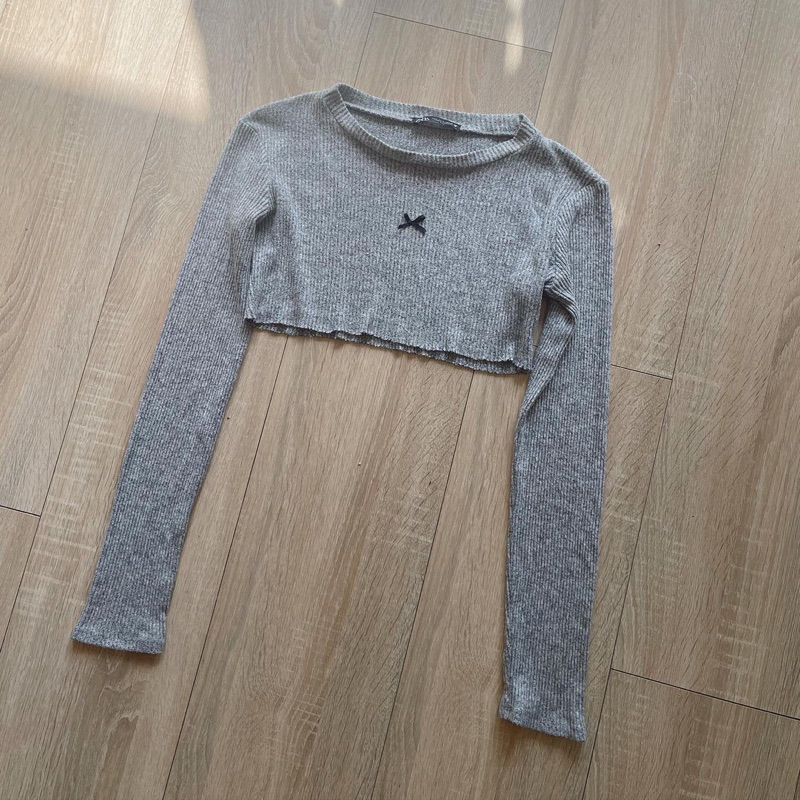 Áo Zara len dệt croptop