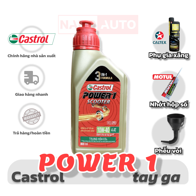 Dầu nhớt xe tay ga CASTROL POWER 1 SCOOTER, Công thức trung hòa CO2 mới