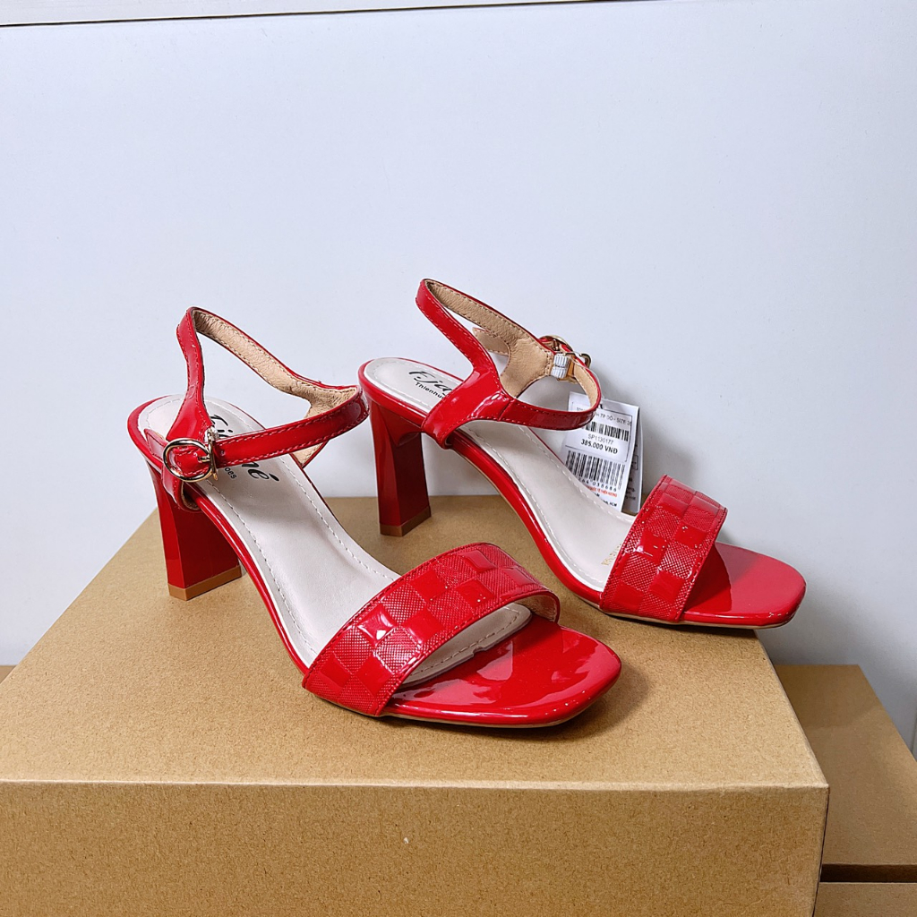 Sandal cao gót nữ màu đỏ / đen 9292 - HACHI SHOES