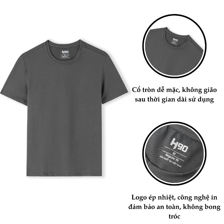 Áo Phông Nam T-Shirt H90 Cổ Tròn 4 Màu Chất Thun Cotton Co Giãn Siêu Mềm, Mịn Thoáng Khí Thấm Hút Mồ Hôi Cực Tốt