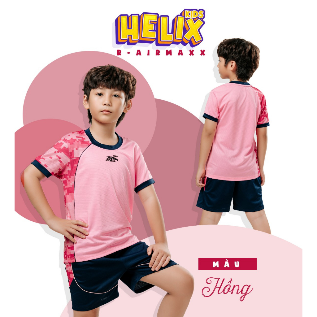 Bộ quần áo bóng đá cho bé không logo Riki HELIX, Chất vải R-Airmaxx cao cấp unisex - ViKi Sport