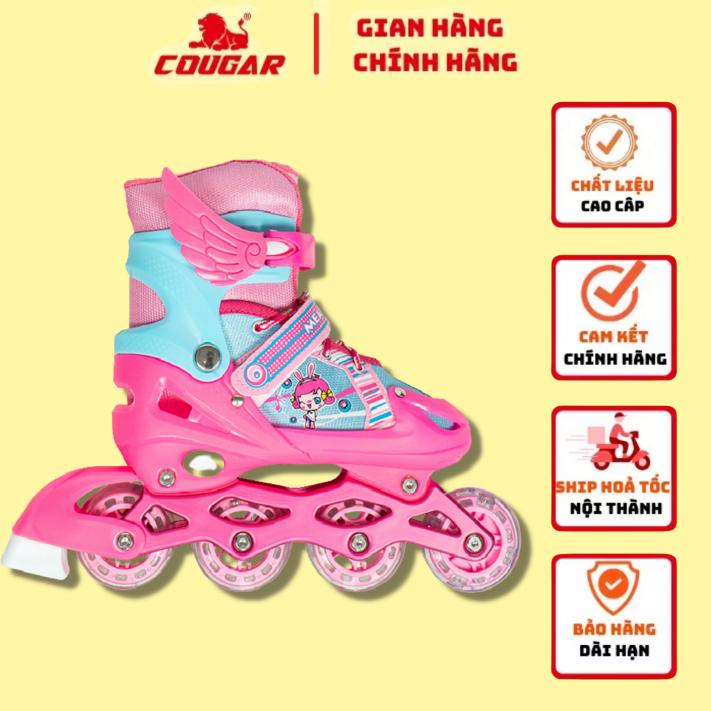 Giày Trượt Patin Trẻ Em Cougar Measin Chính Hãng, Có Bánh Đèn Phát Sáng, Có Chỉnh Size